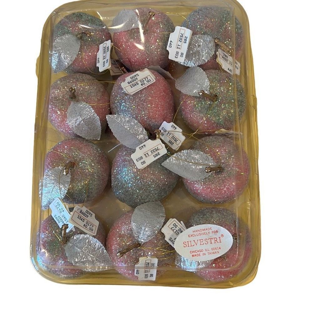 Vintage Silvestri Ornaments Sparkly Apple NWT